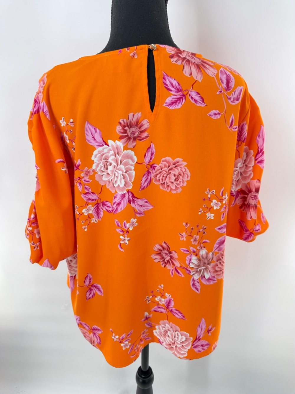 Vince Camuto Brielle Open Shoulder Balloon Sleeve Blouse Orange/Pink Size XL - Picture 5 of 14